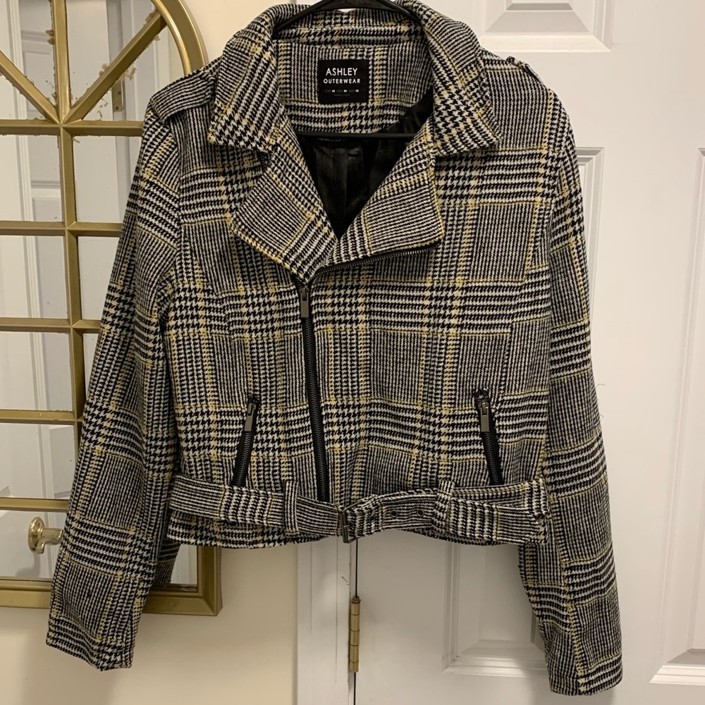 Charlotte Russe Plaid Moto-Style Jacket